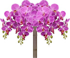 4 Pcs Artificial Orchid Flowers 9 Large Heads of Real Touch Vivid Phalaenopsis Orchid Flower Stem 36'' Tall, Artificial Flowers Branches for Home Decor, Office House Decoration-Purple Phalaenopsis