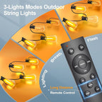 MGVIH Outdoor String Led Patio Lights - 200Ft 60M Outside Waterproof Light with Remote Dimmable ST38 Shatterproof Bulb Hanging Outdoor Electric Lighting for Backyard Yard Gazebo Porch Party