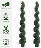 THE BLOOM TIMES 6ft Spiral Artificial Topiary Trees Set of 2, 71 inch Faux Cedar Trees for Outdoor Planters - Fake Twist Cypress Plants for Garden Front Porch Indoor Outside Decor 6 Foot