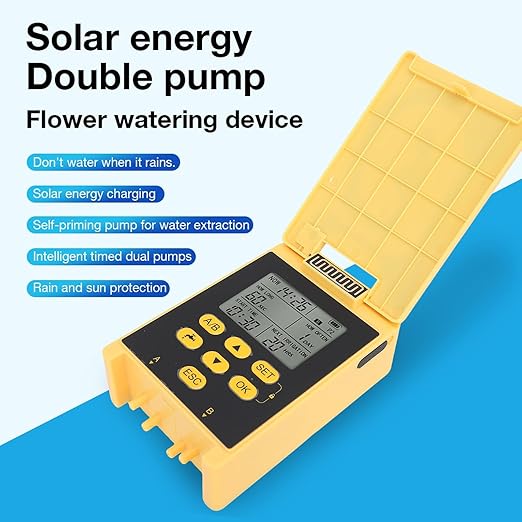 Professional Automatic Drip Irrigation Kits, Solar Dual Pump Garden Plant Watering System Indoor Outdoor, Watering Device Intelligent Timing Rainwater Sensing Drip Irrigation