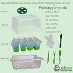 5-Pack Flexible Germination Trays,Reusable 60Cell Seed Starter Trays With Humidity Dome & Lids , Flexible Pop-Out Design, BPA-Free Silicone Seedling Kit & Dishwasher Safe for Herbs/Vegetables/Flowers