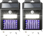 Solar Bug Zapper Outdoor - 2-in-1 Waterproof Cordless Mosquito Zapper with 3 Modes, Motion Sensor Light & UV Light, Rechargeable Mosquito Killer Lamp for Patio Yard Garden