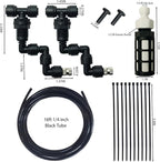 Reptile Terrariums Misting Accessories kit, 2PCS Adjustable Reptile Mister Nozzles, with 16ft 1/4 inch Tube, Black