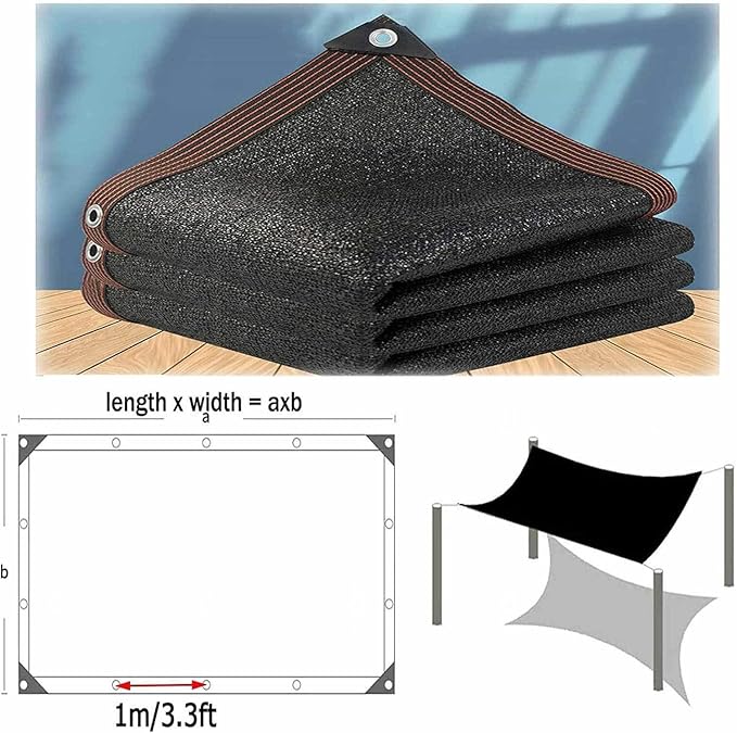 Shade Net Garden Sun Shade Sail Canopy Sail Shade Breathable Tear-Resistant Mesh Reinforced Edge Tear-Resistant for Balconies/greenhouses, Customizable Sizes,black-2x3m