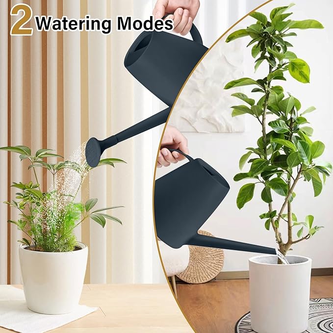 Watering Can - for Indoor and Outdoor House Plant Garden - with Long Spout - 1/2 Gallon - Grey