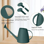 Plant Watering Can - Plastic Indoor and Outdoor - 1/2 Gallon - Blackish Green