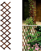 Expandable Garden Trellis, 13" x 68" Thickened Wooden Lattice Trellis for Climbing Plants Outdoor Ivy Vine Rose Clematis for Garden Fence Wall Patio Room Decor (1)