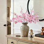 INXUGAO 12 PCS Faux Cherry Blossom Branches Decor 18.11 Inch Fake Artificial Cherry Flowers for Home Indoor Decoration Vase Arrangement Table Living Room Bedroom Spring Decor