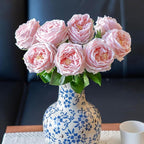 DUYONE Fake Flowers for Decoration Home Decor Artificial Flowers Austin Rose Peony Latex Fake Flower Living Room Decoration Vivid Pink Roses Peonies (Light Pink 4pcs)