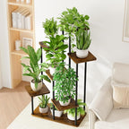 Bamworld Large Plant Stand Indoor 7 Tier Tall Metal Plant Shelf for Multiple Plants Tiered Flower Stand for Patio Garden Balcony Living Room Bedroom Brown