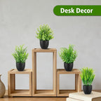 4 Pack Fake Desk Plants Small Faux Plants Mini Potted Artificial Plants for Table Bathroom Home Room Kitchen Shelf Office Decor