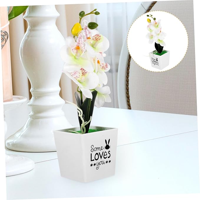 HEALLILY Artificial Orchid Bonsai Plant Faux Phalaenopsis Decoration for Home Office Wedding Table Centerpieces Potted Flower for Lively Indoor Atmosphere