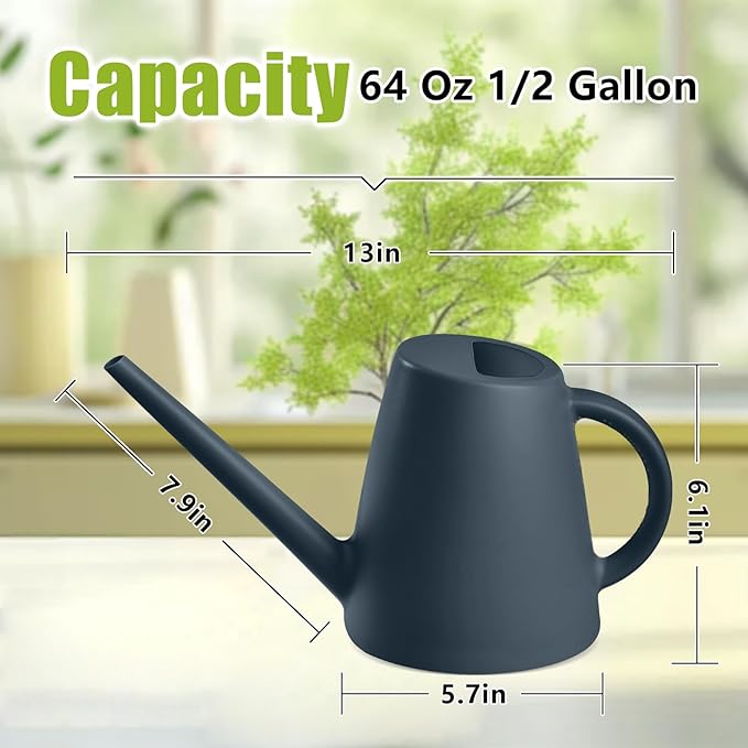 Plant Watering Can - Plastic Indoor and Outdoor - 1/2 Gallon - Grey