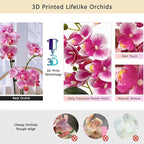 Daily Treasures 21-Heads Artificial Orchid Flower in Pot,2 Pack Potted Orchid Plant,Fake Phalaenopsis Flowers with Plastic Vase,Silk Flowers Indoor Decor for Home Table Centerpiece(White & Purple)