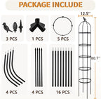 1 Pack Garden Obelisk Trellis for Climbing Plants Outdoor, 6.7FT Adjustable Metal Plant Support with 3 Decorative Tops, Black Rustproof Trellis for Roses, Tomatoes, Clematis & Vines