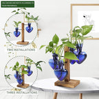 Plant Terrarium Propagation Stations with Wooden Stand, Glass Vase for Indoor Hydroponics Home Garden Office Decoration Gift for Women - 4 Love Bulb Vase