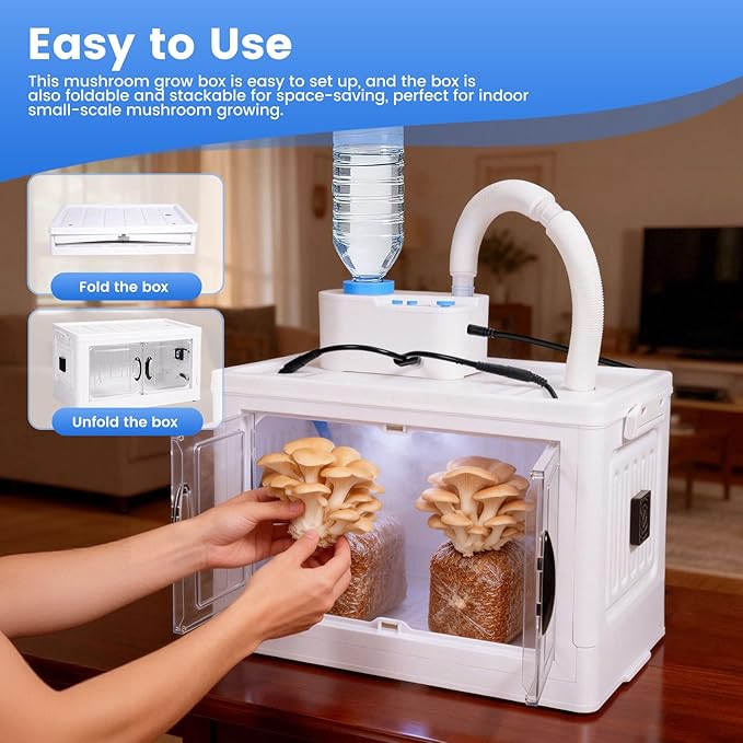 Indoor Mushroom Growing Kit Mushroom Cultivation Equipment Includes Humidity Control, Air Circulation Fans and Mushroom Grow Box