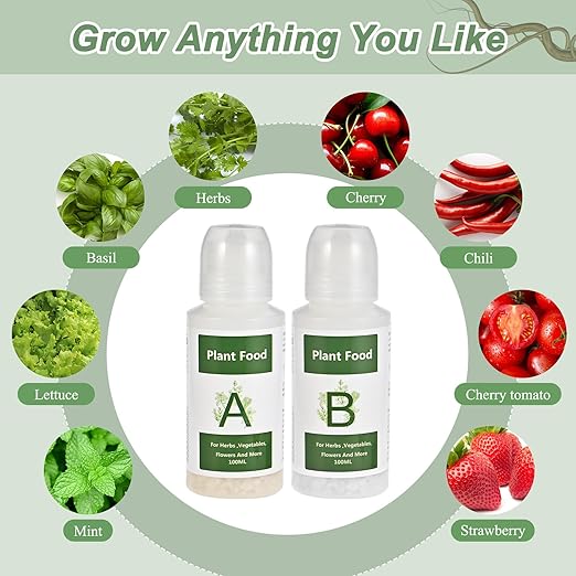 Tigvio 800ml Hydroponic Nutrients A&B for Aerogarden Plant Food Growth - Fertilizer for Indoor Hydroponics Garden & Growing Vegetables, Fruits, Flowers (800ml)