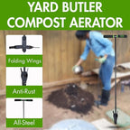 Yard Butler ICA-36 Compost Aerator - Lawn Care Tool for Aerating - Long-Handled - Power-Coated Steel Construction - Comfortable Cushioned Handles Garden Tool - Easy to Use