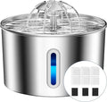 Cat Water Fountain Stainless Steel - 108oz/3.2L Automatic Large Pet Watering Bowl Dispenser for Indoor Cats - Drinking Fountains with 3 Filter for Dogs and Kitty - Outdoor Dog Waterer Bowls No Spill