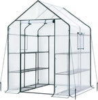 Ohuhu Greenhouse for Outdoors: 3 Tiers 12 Shelves Walk-in Indoor Green House Heavy Duty Plant Stands Reinforced Plastic PE Cover Mini Portable Warm House for Outside, 4.8x2.5x6.4 FT