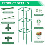 WLLEYAY 3 Pack Tomato Cages, Square Tomato Plant Stakes Support Cages Trellis, 50 * 17 * 17in Heavy Duty Steel Plant Tower Stakes Cucumber Trellis for Garden Climbing Vegetables Flowers Fruits, Bold