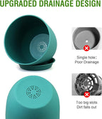 WSMKSZ Large Flower Pots 12/10/9 inch, Set of 3 Modern Decorative Plastic Planters with Drainage Holes and Saucers for House Plants, Plant Pots for Indoor Outdoor Plants, Blue Green