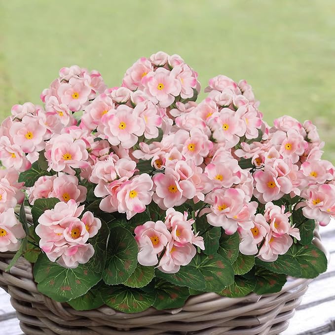 CITYES 3 Pcs Artificial Flowers Silk Geraniums for Outdoors UV Resistant Pink Artificial Geranium Bush Faux Flowers Plant Geraniums for Garden Home Decor Indoor Patio Vase Table Centerpiece
