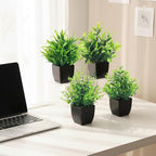 CEWOR Fake Plants 4 Packs Small Artificial Greenery Plants Mini Black Bathroom Accessories Decorations for Desk Bathroom Office Home Room Kitchen Table Decor Indoor