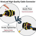 NineLeaf 24PK Waterproof Electrical Cable Connector 3-Pin Push-in Type, IP68 Underground Wire Connector M20 5-12mm, Fast Press-fit Extension Plug for Outdoor Garden and Landscape Lights