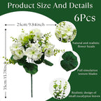 Artificial Geranium Flowers for Outdoor Decoration, 6 Bundles UV Resistant Silk Geranium Fake Plants Faux Flowers for Front Porch Garden Patio Window Box Outside Indoor Decor (White)