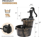 Magshion 27" Tall Outdoor Barrel Pump Water Fountain, 2-Tier Soothing Cascading Waterfall Feature with Electric Recirculating Pump, Garden Decor for Outside Patio, Yard, Porch or Landscape, Bronze