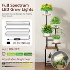 Homsorout Round Plant Stand Indoor with Grow Light, 5-Tiered Tall Plant Stand Indoor, Metal Plant Shelf with Adjustable Light, Ideal for Living Room, Garden, Patio (Black Brown)