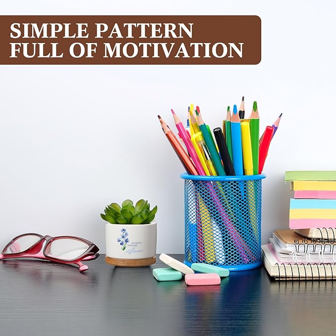 Funnymoom 12 Pcs Inspirational Succulent Pot Bulk Teacher Appreciation Gift Floral Ceramic Planter with Bamboo Tray Thank You Gifts for Volunteer Coworker Employee Office, Plant Excluded (Stylish)