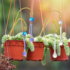 Potted Plant Trellis with Colorful Crystal Sun Catchers, 6.7 Inch Metal Plant Stakes, Fairy Stakes for Mini Potted Plant Decoration for Home Window Garden (4 Pack)