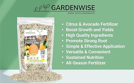 Gardenwise 6-4-6 Avocado, Mango Citrus Tree Professional Fertilizer, Plant Food Outdoor/Indoor Gardening; Quick-Release Nitrogen Fertilizer; Orange, Lime, Avocado and Lemon Tree Fertilizer (1/2 QUART)