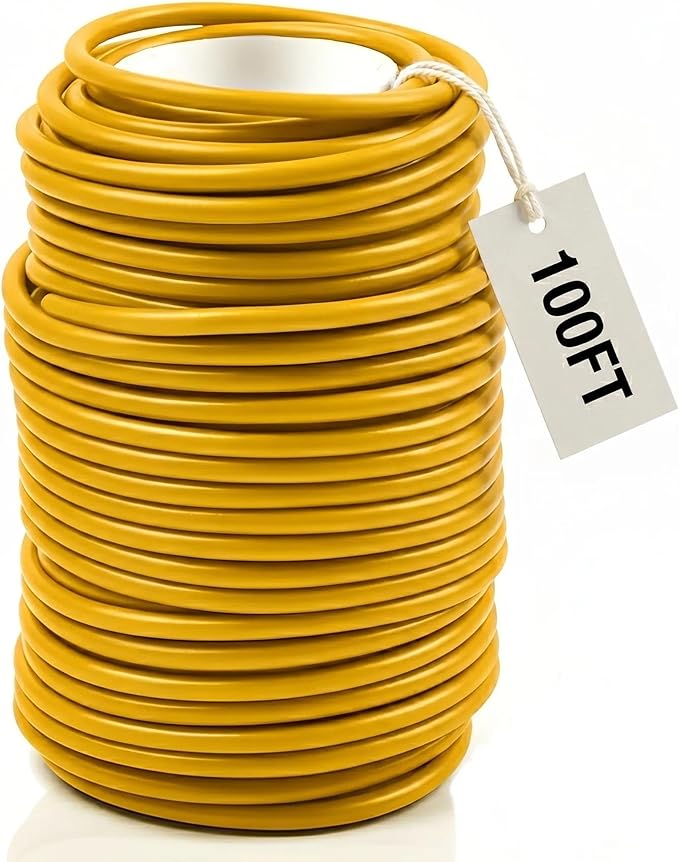 Decoroca Soft Plant Ties for Support - 100' Reusable Waterproof Plant Wire, Garden Twist for Indoor & Outdoor Plants and Home Organizing（1pc/Yellow）