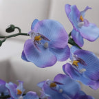 15" Tall Artificial Silk Phalaenopsis Orchid Flower Plant Pot Arrangements (Purple Blue)
