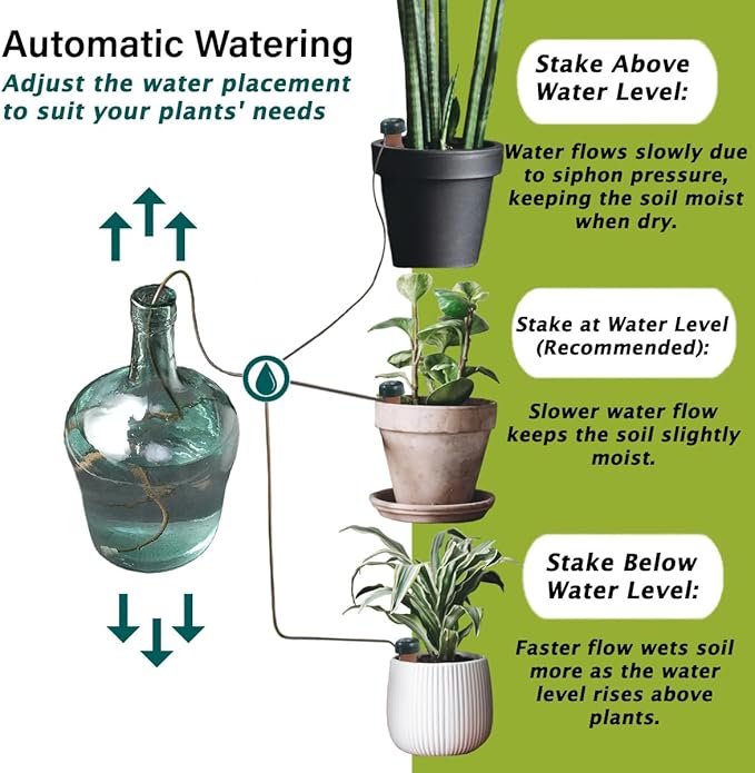 Blumat Classic Self-Watering Stakes - Prevents Overwatering and Underwatering for Healthy Growth While You are Away - Ideal for Indoor Plant Watering, 12 Pack, wo Adapter