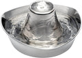 PetSafe Seaside Stainless Steel Cat & Dog Fountain, 60 Oz Water Capacity - 2 Water Filters & 1 Pump Included, Soothing Flow for Pets, Scratch-and Rust-Resistant Material - Quiet Motor