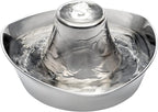 PetSafe Seaside Stainless Steel Cat & Dog Fountain, 60 Oz Water Capacity - 2 Water Filters & 1 Pump Included, Soothing Flow for Pets, Scratch-and Rust-Resistant Material - Quiet Motor