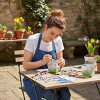 6 Sets Garden Flower Pots Crafts Kit DIY Spring Stainless Steel Pots with Acrylic Paint Stickers Brushes Plant Labels Gardening Tools Kit for Planting Crafts Spring Birthday Easter Gift