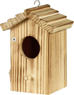 Hummingbird House for Outside Hanging - Small Bird Nesting Box for Hummingbird - Natural Wood Birdhouse with Perch - Outdoor Garden Decor & Bird Lover Gift (Dimensions 4.1*3.3*5.9 inch)