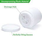D'vine Dev 16 Inch White Plastic Planter Pots for Plant Pot with Drainage Hole and Seamless Saucers, 74-X-A-5