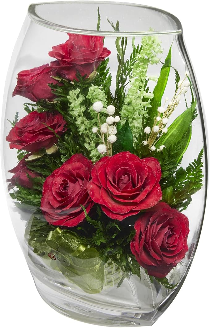 Fiora Flower | Long Lasting Real Roses in a Sealed Vase | Lasts up to 5 Years | Unique Present Gift