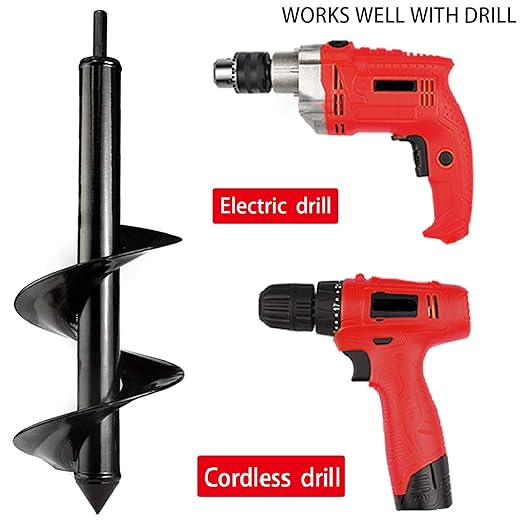 Auger Drill Bit for Planting 4"x12",Garden Plant Flower Bulb Bedding Planter Auger Spiral Drill Bit,Easy Planter Garden Auger,Post Hole Digger for 3/8” Hex Drive Drill