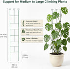 46 inch Plant Trellis for Climbing Plants, Metal Garden Trellis for Potted Houseplants Indoor & Outdoor, Rustproof Plant Support for Ivy Pothos Monstera Hoya Flower Vine, 1Pcs, Green