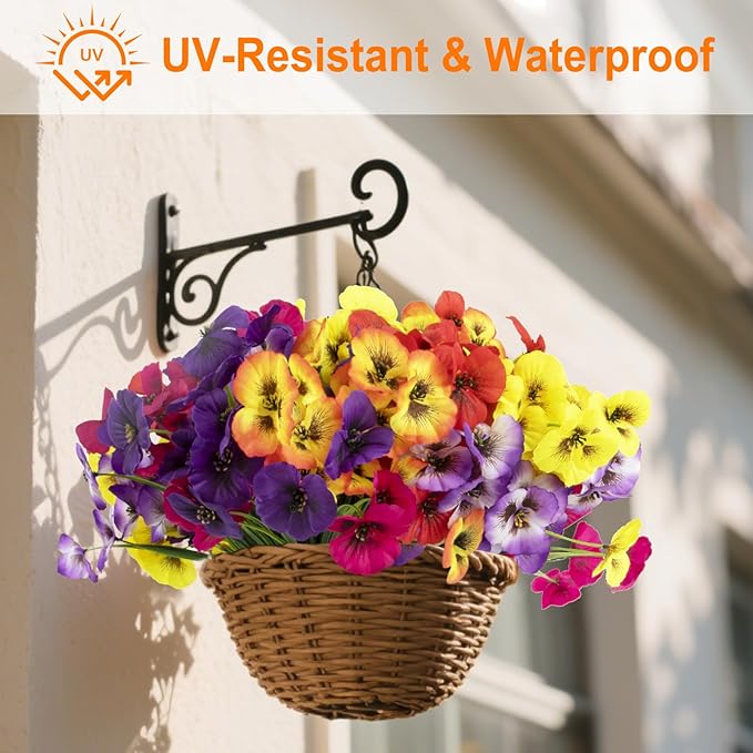 ZAIYW 18 Bundles Artificial Flowers Outdoor Fake Flowers Pansies Faux Artificial Plants for Planter Porch Yard Home Decor (Mixed Color)