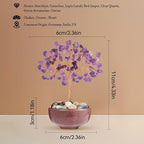 Amethyst Crystal Tree with Ceramic Base,Natural Gemstone Feng Shui Money Tree for Wealth,Good Luck & Positive Energy,Handmade 5 Inch Healing Abundance Bonsai for Home Office Decor