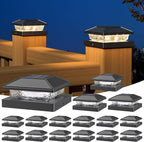 NIORSUN Solar Post Lights Outdoor, Fence Post Solar Lights Warm White, Waterproof, Garden Patio Fence Deck Decor, 4x4 Posts Cap Wood Vinyl, Black 16 Pack
